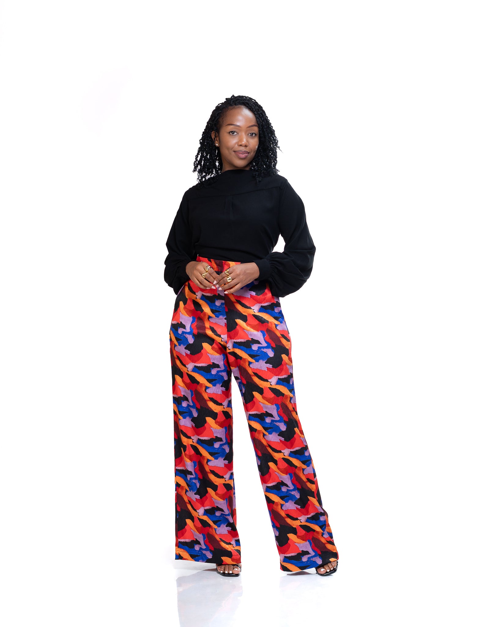 Monet Wide Leg Pants In Red